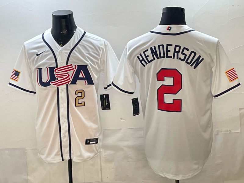 Men 2026 World Cub USA #2 Henderson White Game Nike MLB Jersey style 002